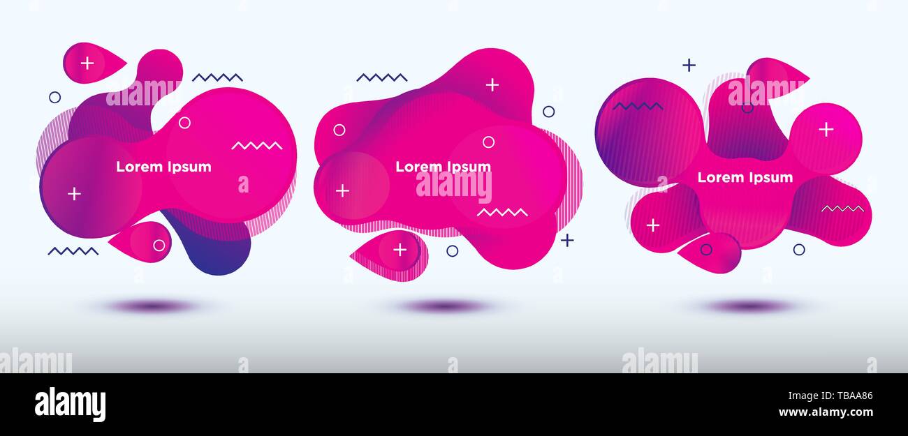 Einstellung der abstrakten Flüssigkeit banner Hintergrund molekulare Stil Stock Vektor