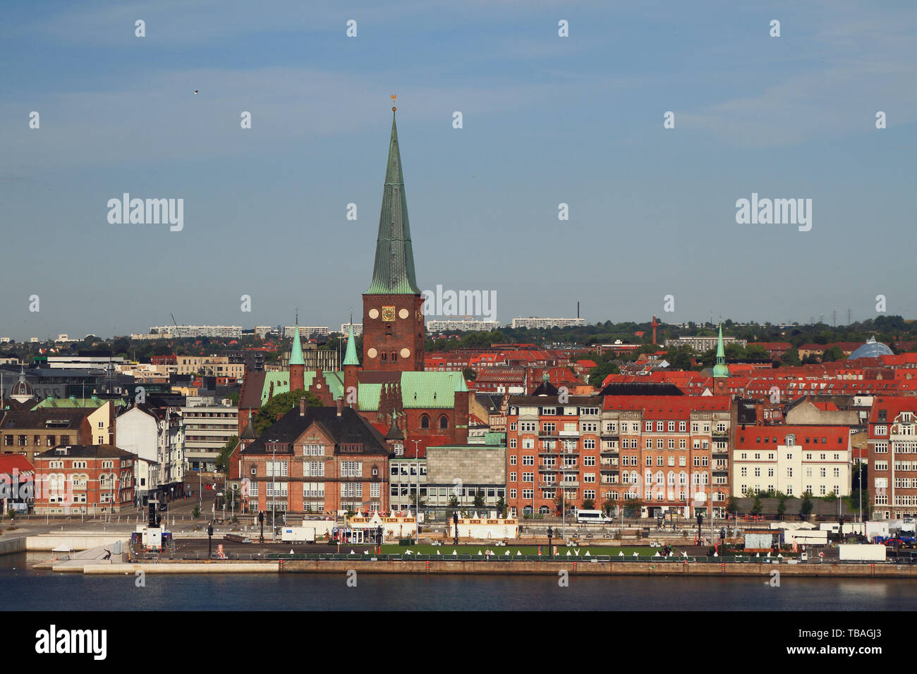 Damm und die Stadt. Aarhus, Jütland, Dänemark Stockfoto