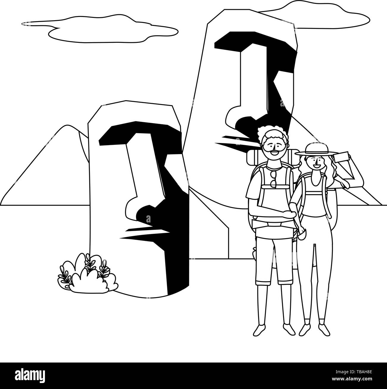 Moai statue Wahrzeichen Design, Reise Reise Urlaub Tourismus und Reise Thema Vector Illustration Stock Vektor