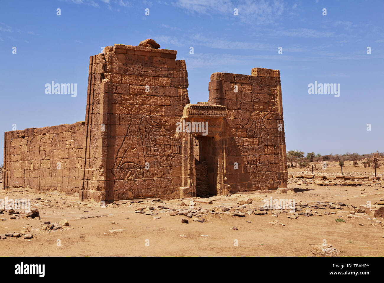 Die Ruinen eines alten ägyptischen Tempel in der Wüste des Sudan, Nubien Stockfoto