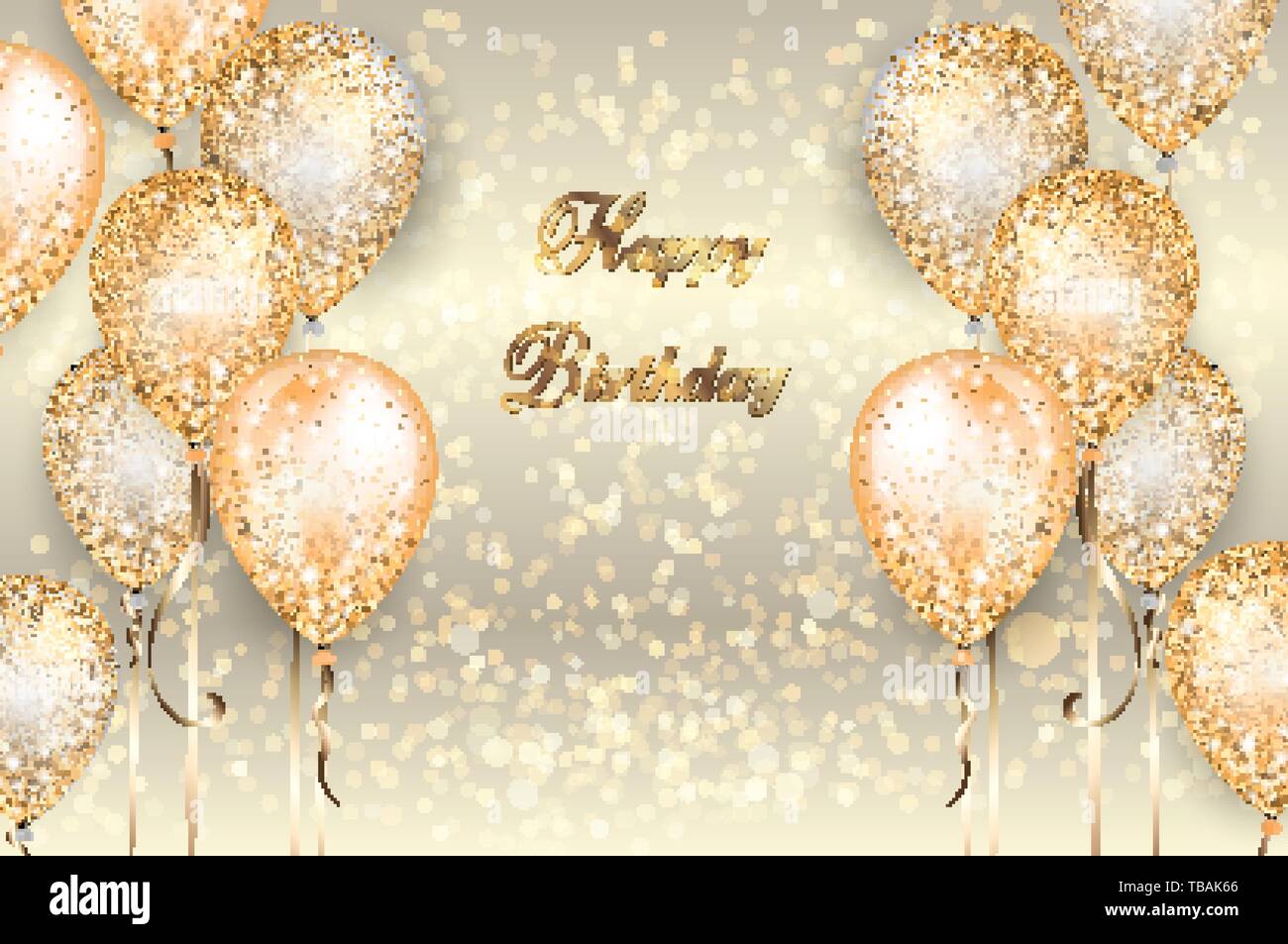 Hintergrund Mit Goldenen Und Weissen Luftballons Auf Strings Mit Gold Glitzer Fur Geburtstag Dekoration Glanzend Glanzend Realistische Einladungskarte Mit Bokeh Effect Stock Vektorgrafik Alamy