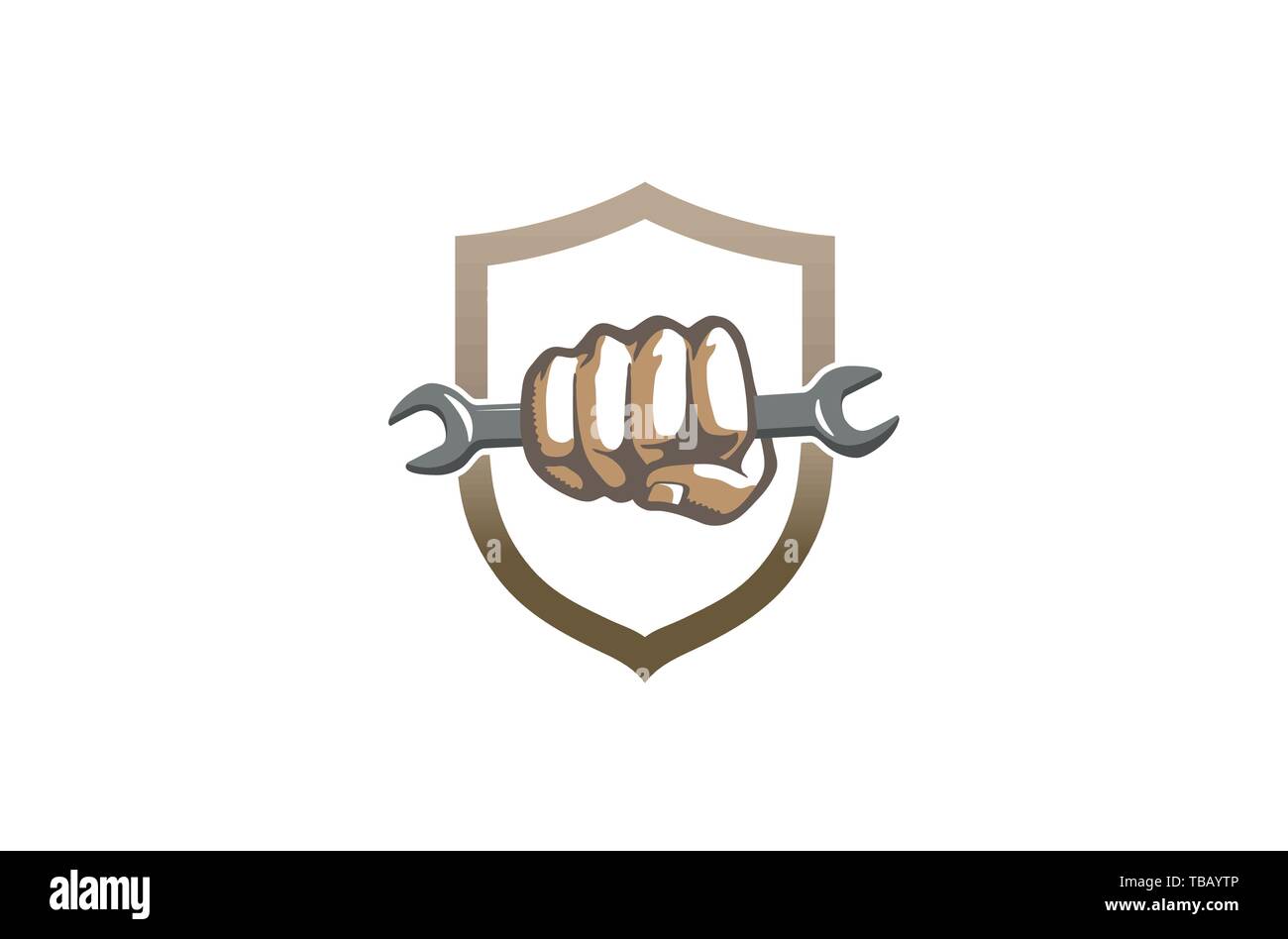 Kreative Schraubenschlüssel Faust Shield Logo Design Symbol Vektor Illustration Stock Vektor