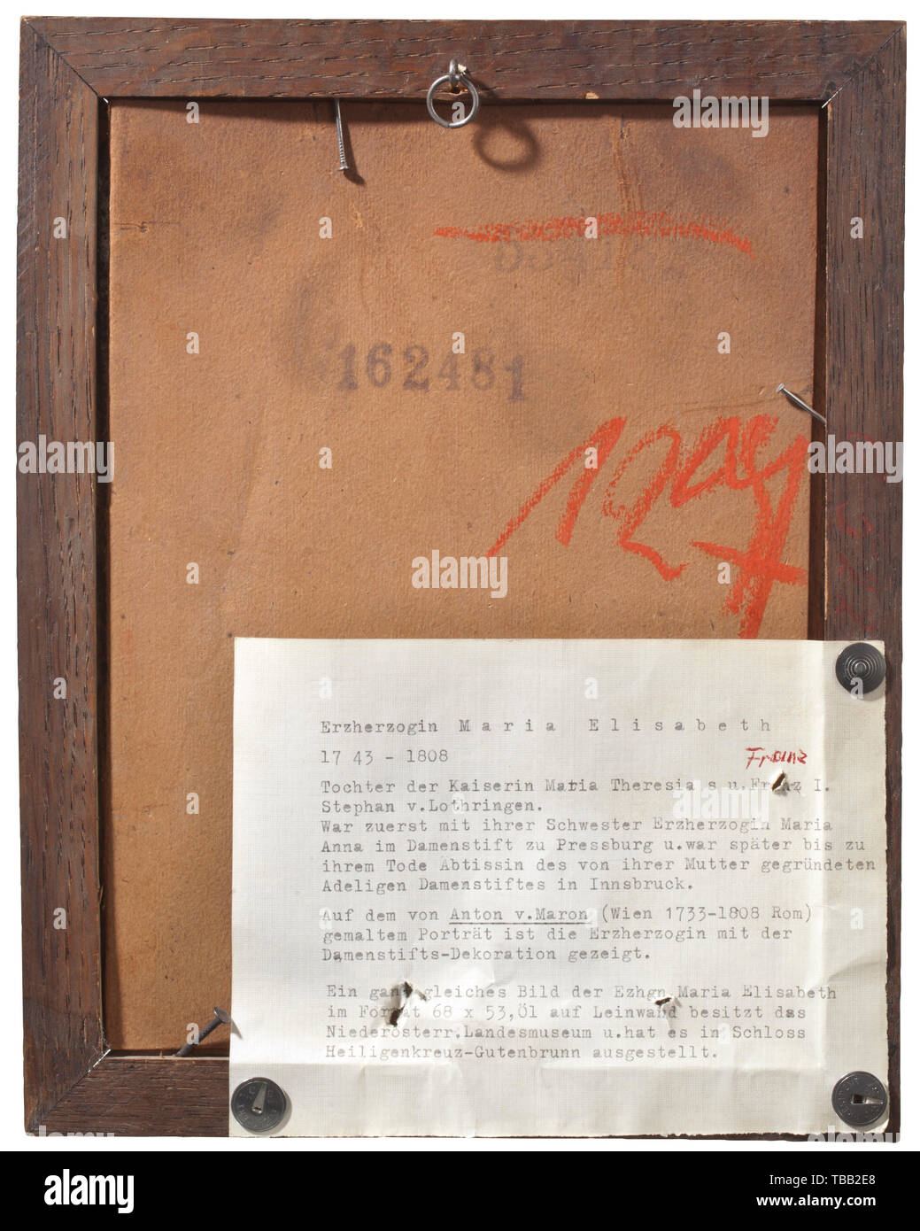 Erzherzogin Maria Elisabeth (1743 - 1808) - ein hochwertiges portrait Öl auf Metall, gerahmt und mit Karton gesichert. Die Malerei, vermutlich von Anton von Maron (1733 - 1808), zeigt die Erzherzogin mit dem Damenstift Dekoration. Abmessungen 24 x 19 cm. historischen, geschichtlichen, Imperial, Österreich, der österreichischen, der Donaumonarchie, Empire, Objekt, Objekte, Stills, Clipping, Clippings, Ausschneiden, Ausschneiden, Ausschnitten, Artist's Urheberrecht nicht gelöscht werden Stockfoto