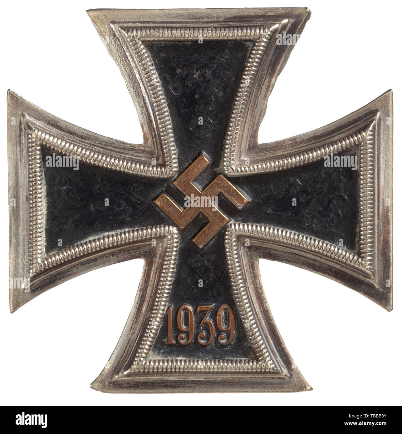 Pin Eisernes Kreuz mit Totenkopf Kutte Biker & Rocker EK,messingfarben WWII 
