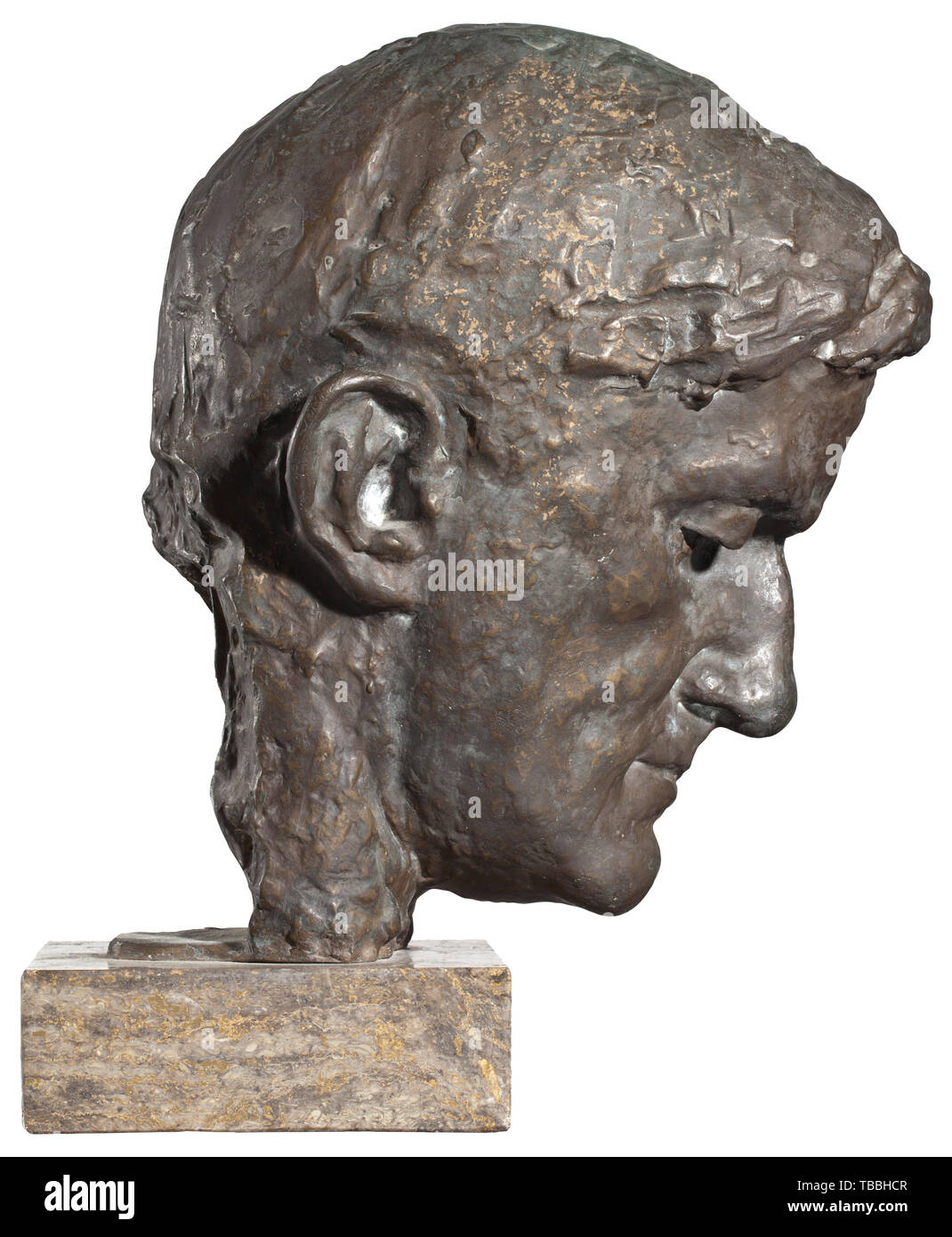 Josef Thorak (1889 - 1952) - eine lebensgroße bronzene Porträtbüste von Ernst "Putzi" Hanfstaengl, dating 1934 Bronze mit schöne dunkelbraune Patina. In den Nacken "J. unterzeichnet Thorak'. Höhe 35 cm. Auf Marmorsockel, Höhe 42,5 cm. Abgesehen von Arno Breker und Josef Thorak war die wichtigste Bildhauer des Dritten Reiches. Vor dem Krieg hatte Hitler ein großes Studio für ihn gebaut in Baldham bei München acco des 20. Jahrhunderts, Editorial-Use - Nur Stockfoto
