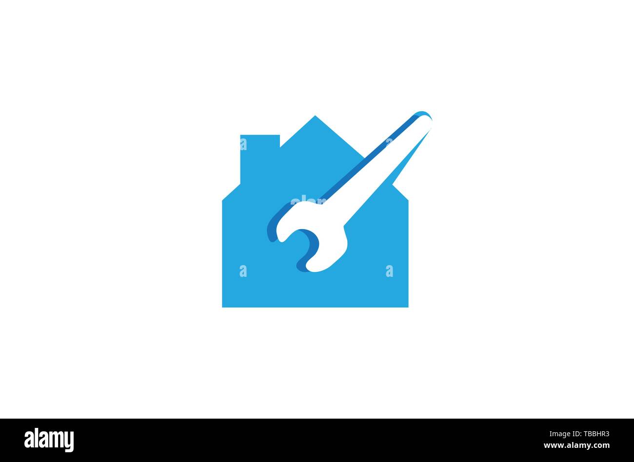 Creative Blue House Schraubenschlüssel Logo Design Symbol Vektor Illustration Stock Vektor
