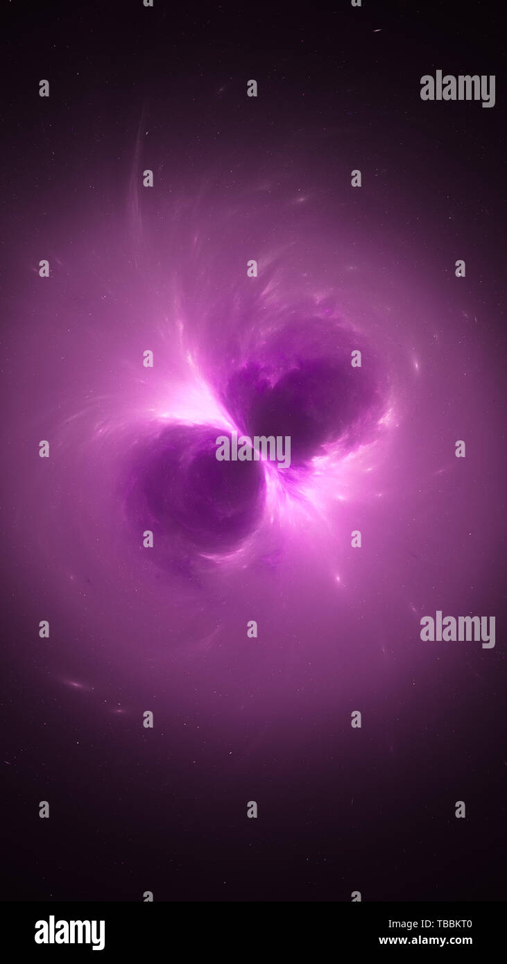 Lila leuchtenden elektromagnetischen Quelle im Raum, Computer-generierte Zusammenfassung Hintergrund, 3D-Rendering Stockfoto