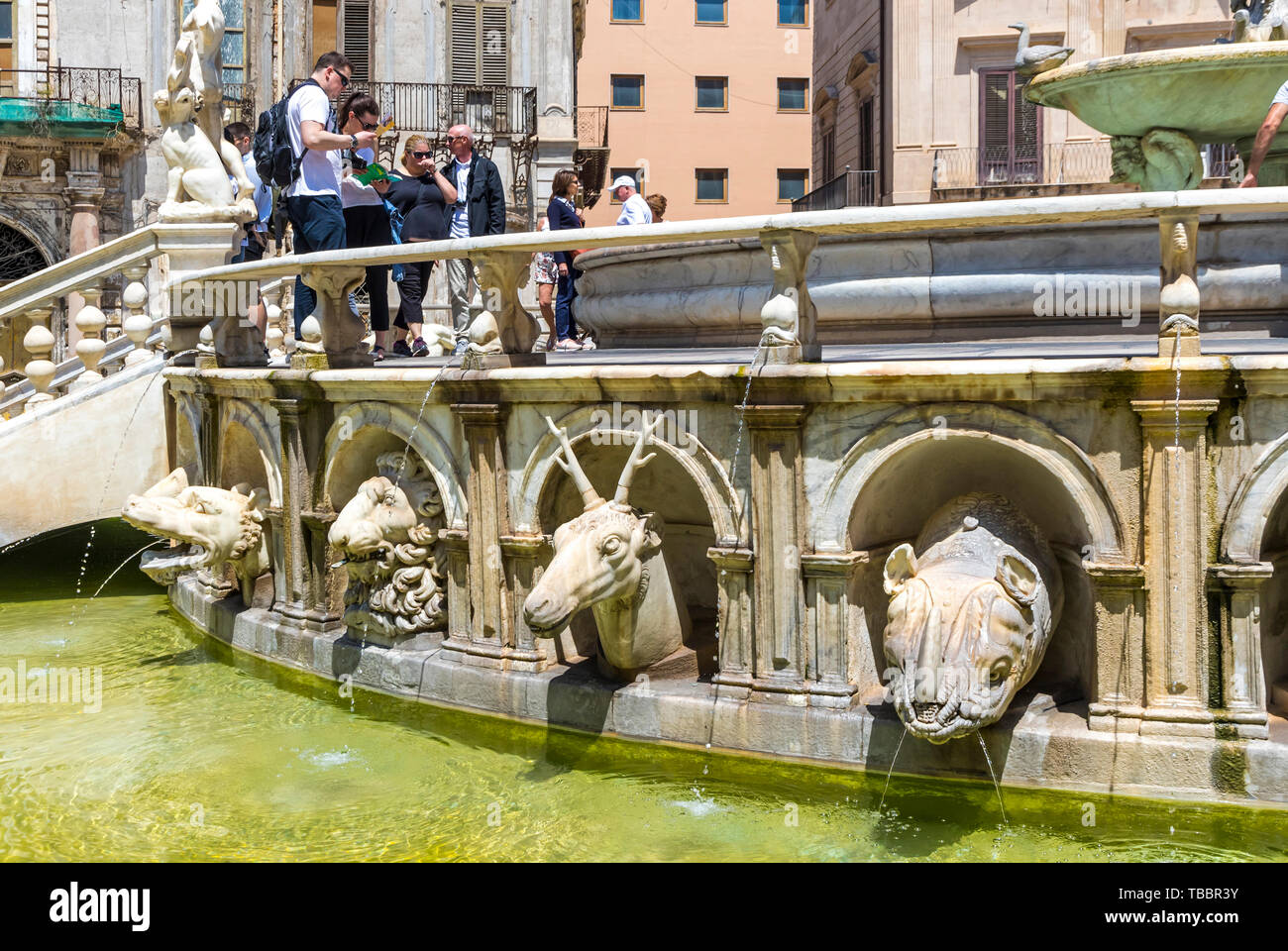 Praetorian Brunnen (Italienisch: Fontana Pretoria) auf der Piazza Pretoria in Palermo, Sizilien, Italien Stockfoto