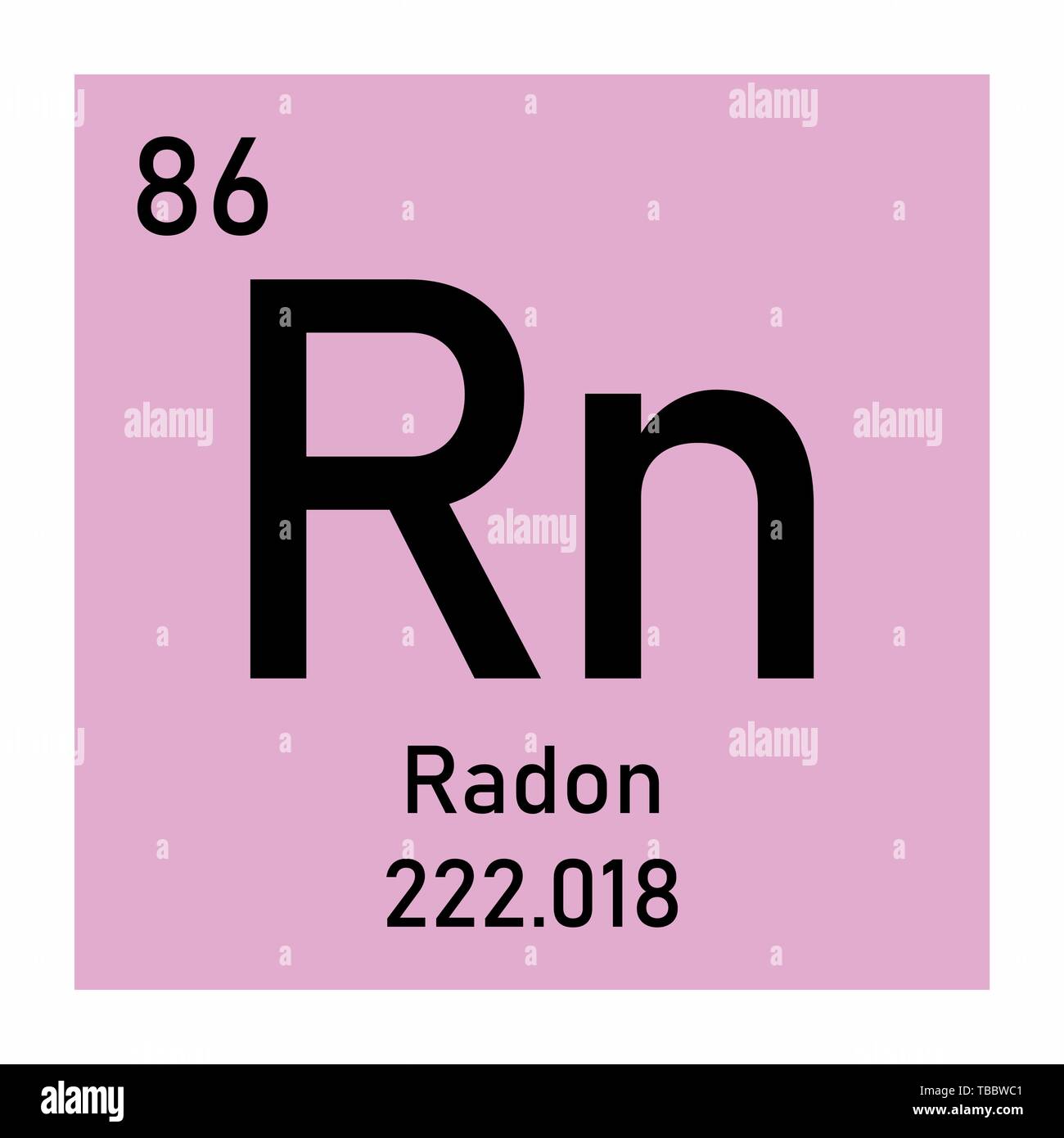 Abbildung des Periodensystems Radon chemischen Symbol Stock Vektor