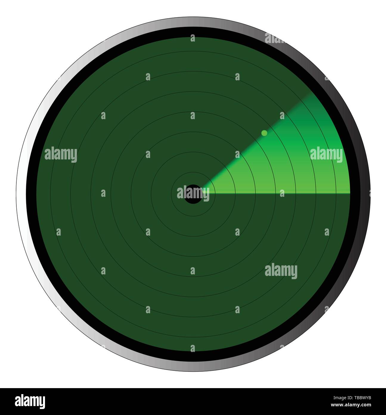 Der Bildschirm eines typischen Radargerät in Grün mit einem erkannt UFO Stock Vektor