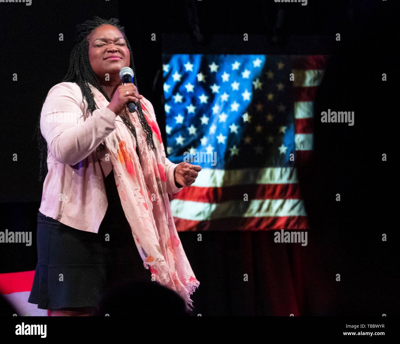 Grammy-nominierte blues Sängerin Shemekia Copeland führt während des Gipfels auf Rennen in Amerika an die LBJ Presidential Library April 13, 2019 in Austin, Texas. Stockfoto