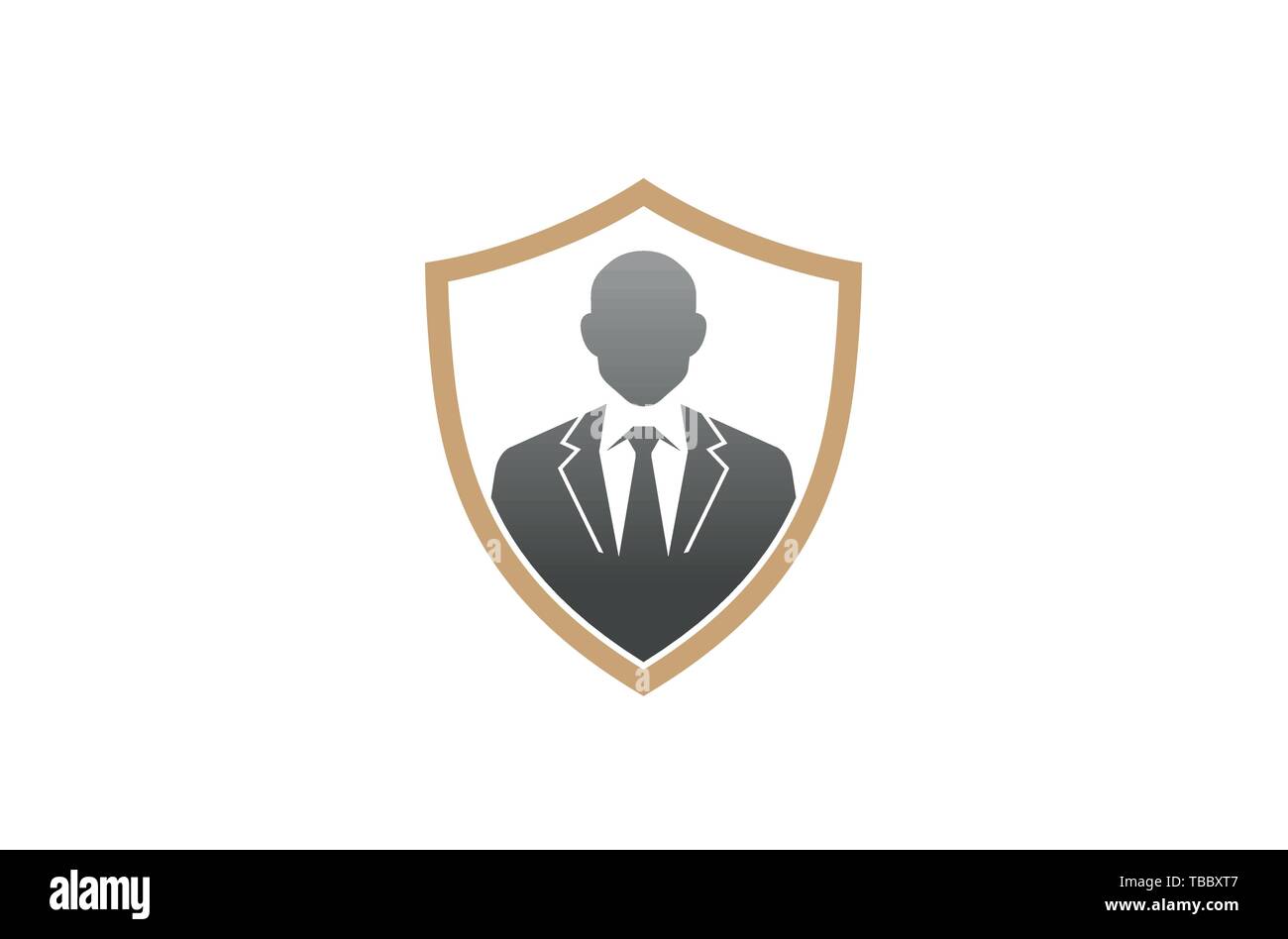 Abbildung Des Symbols Für Das Creative Gentelman Agent Tuxedo Shield-Logo Stock Vektor