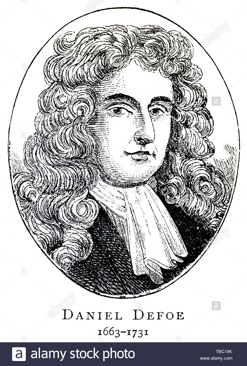 Daniel Defoe Portrait, 1660 - 1731, war ein englischer Händler, Schriftsteller, Journalist und Spion, berühmt für seinen Roman Robinson Crusoe Stockfoto