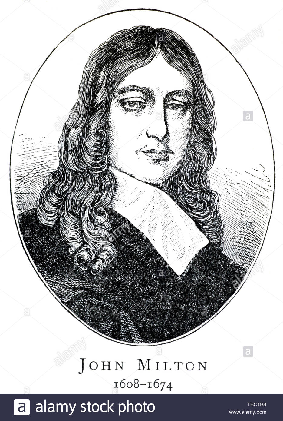 John Milton Portrait, 1608 - 1674, war ein englischer Dichter berühmt für sein Gedicht Paradise Lost Stockfoto