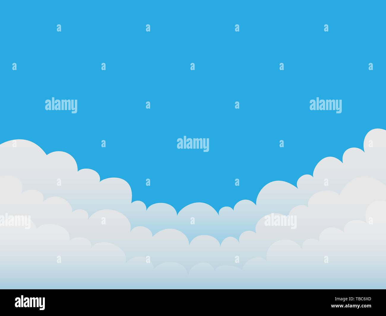 Wolken am blauen Himmel Hintergrund. Gutes Wetter. Flache Bauform. Vector Illustration. Stock Vektor