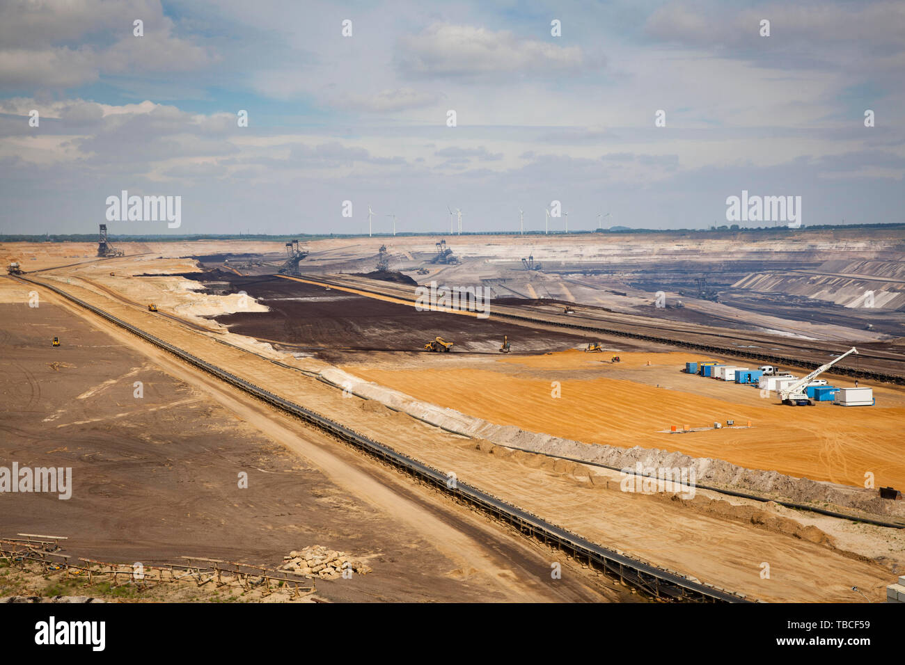 Braunkohle Garzweiler in der Nähe von Juechen, Deutschland. Braunkohletagebau Garzweiler bei Juechen, Deutschland. Stockfoto