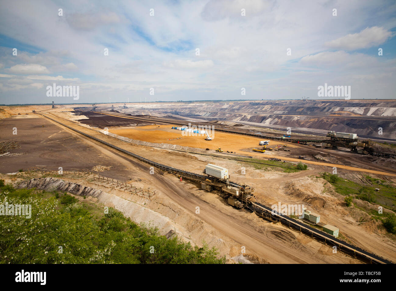 Braunkohle Garzweiler in der Nähe von Juechen, Deutschland. Braunkohletagebau Garzweiler bei Juechen, Deutschland. Stockfoto