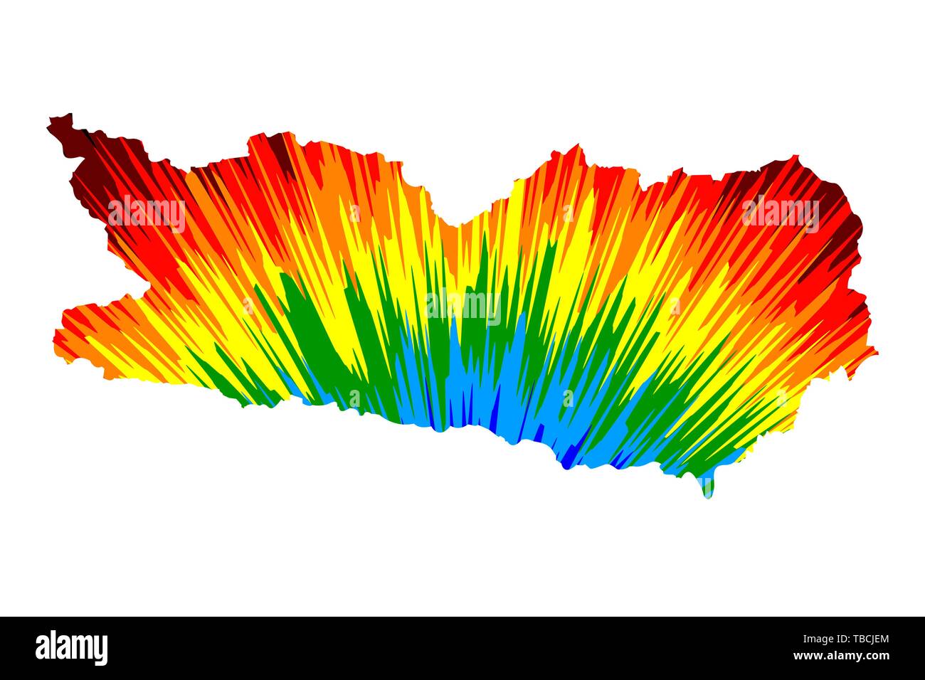 Kärnten (Republik Österreich, Österreich) Karte ist Rainbow abstrakte farbenfrohe Muster, Kärnten Karte aus Farbe Explosion konzipiert, Stock Vektor
