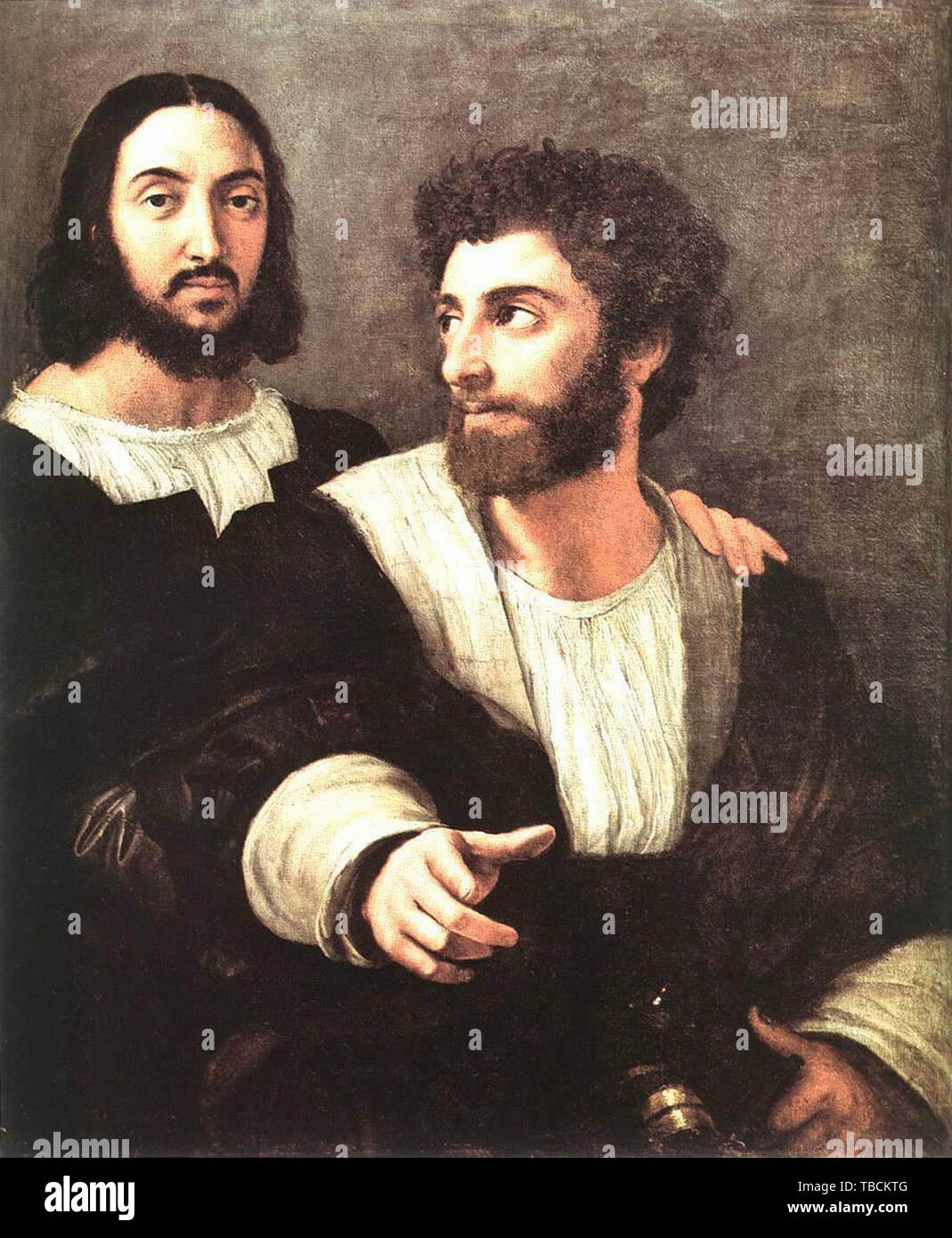 Raffaello Sanzio da Urbino - Raphael - Selbstportrait mit Freund Stockfoto