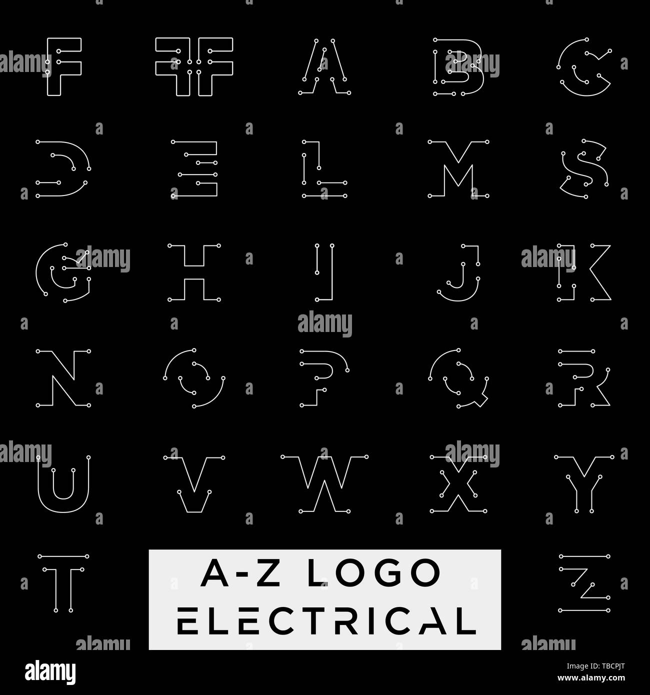Schließen Sie den elektrischen a-z Logo Design Vektor icon-Element mit Business Card isoliert oder gehören Stock Vektor