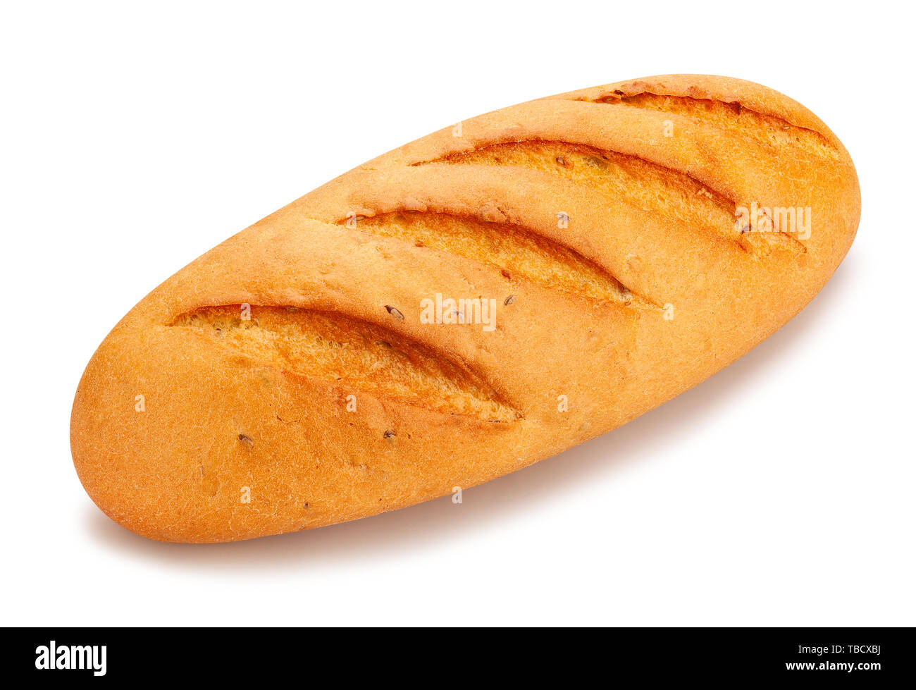 Brot weg isoliert auf weißem Stockfoto