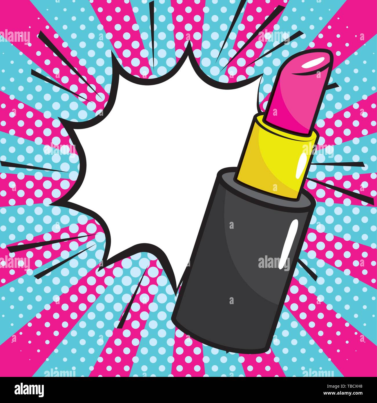 Lippenstift mit Sprechblasen pop art comic Cartoon Illustration vector Vector Illustration Stock Vektor