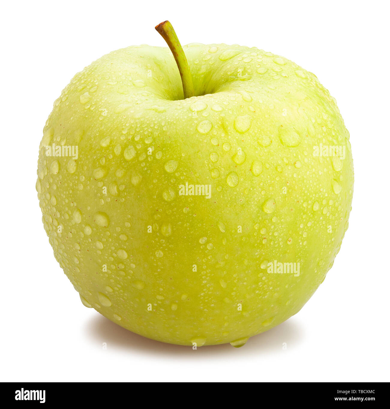 Green Apple Pfad isoliert auf weißem Stockfoto