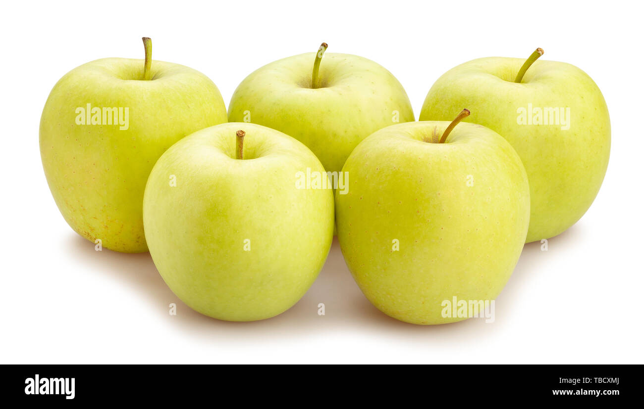 Green Apple Pfad isoliert auf weißem Stockfoto