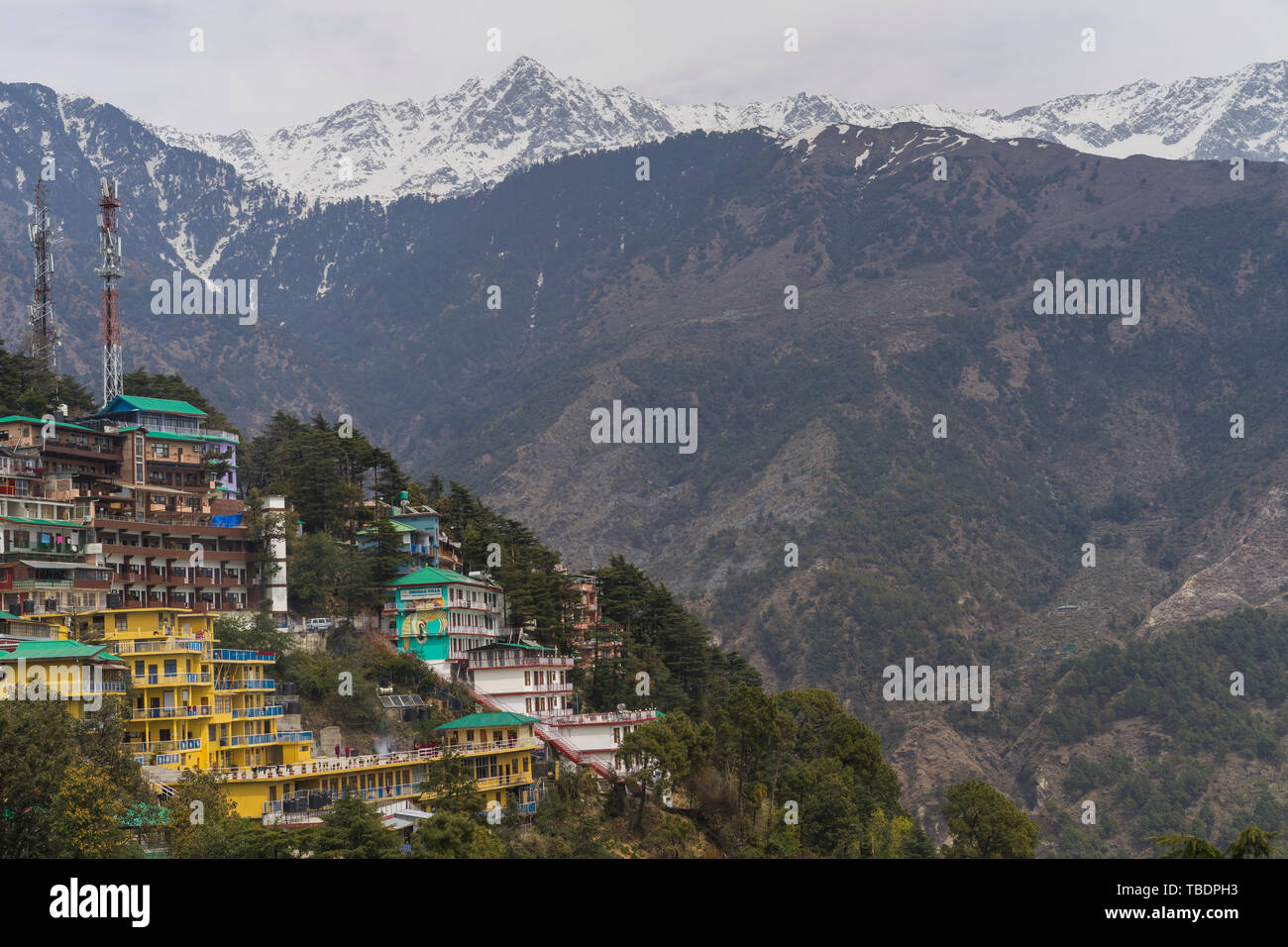 Zefat, Himachal Pradesh/Indien - 03. 18. 2019, Geistliche Stadt im Himalaya Stockfoto