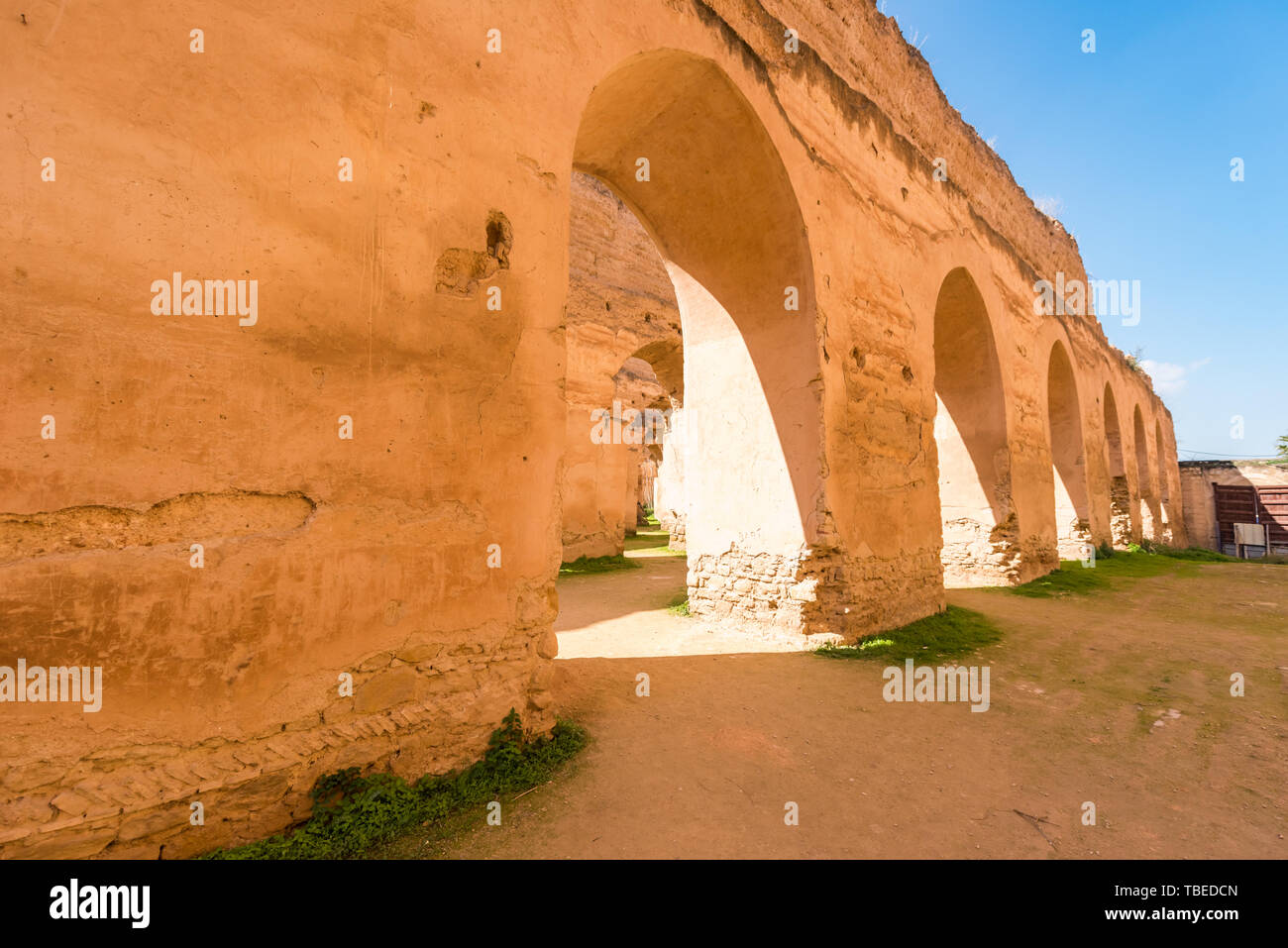 Meknes Altstadt Kornspeicher Wände in Marokko. Stockfoto