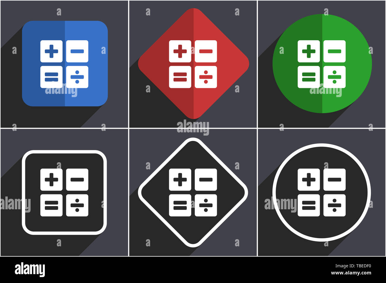 Rechner eingestellt von flachen Design Web Icons in 6-Optionen  Stockfotografie - Alamy