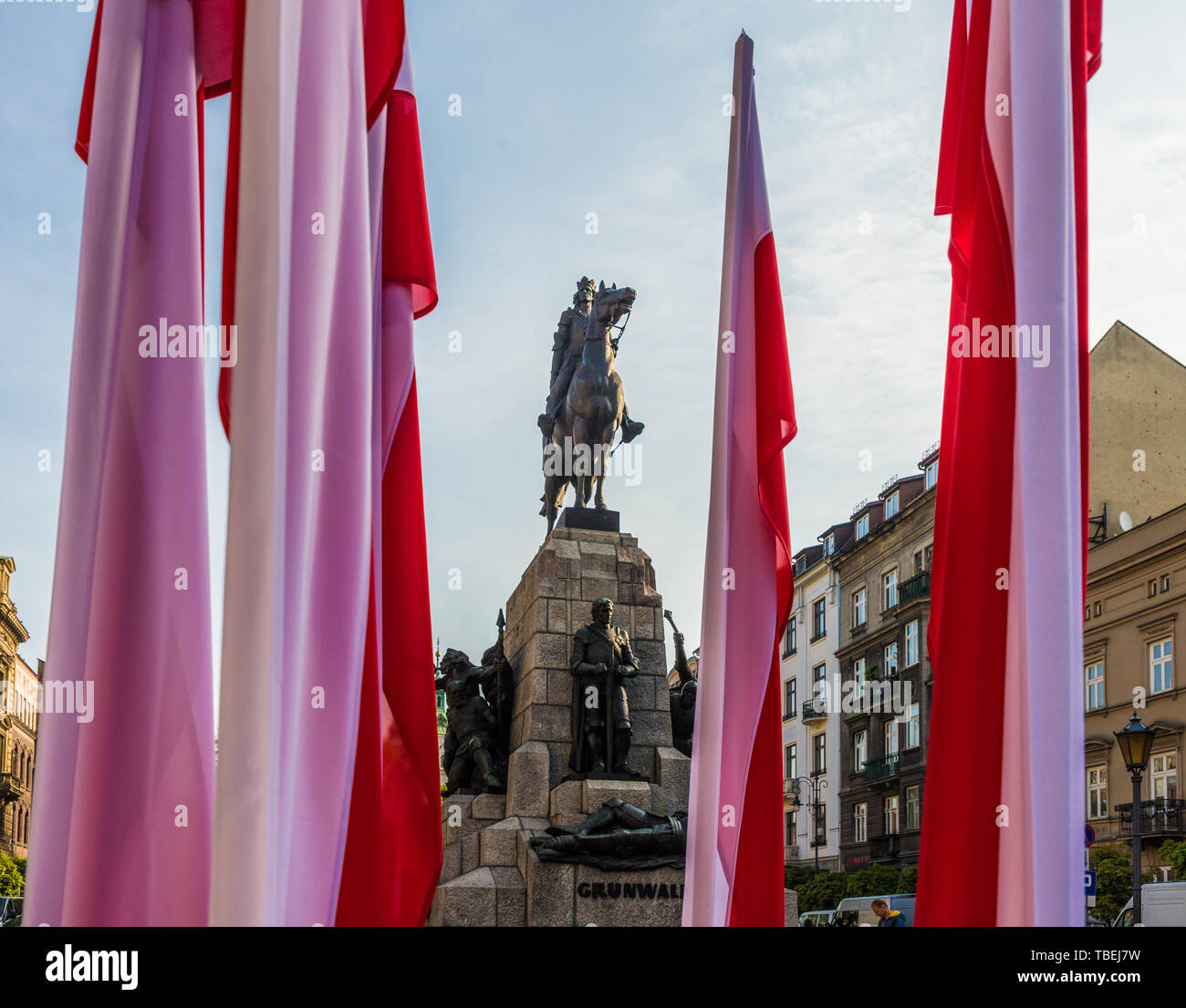 Ein Blick auf die grunwald Denkmal in Krakau, Polen Stockfoto