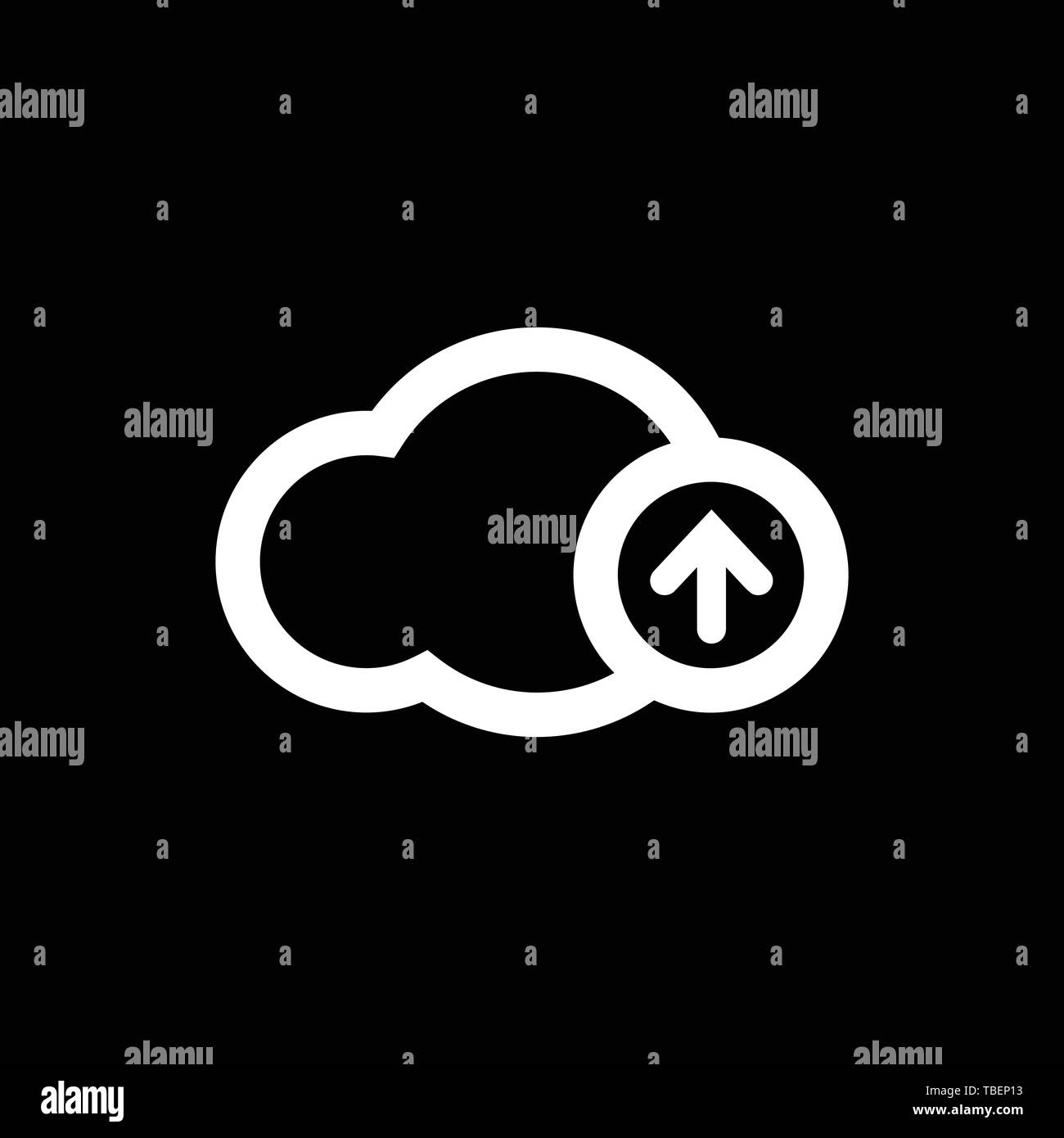 Upload cloud Symbol line-Vektor weiß Stock Vektor