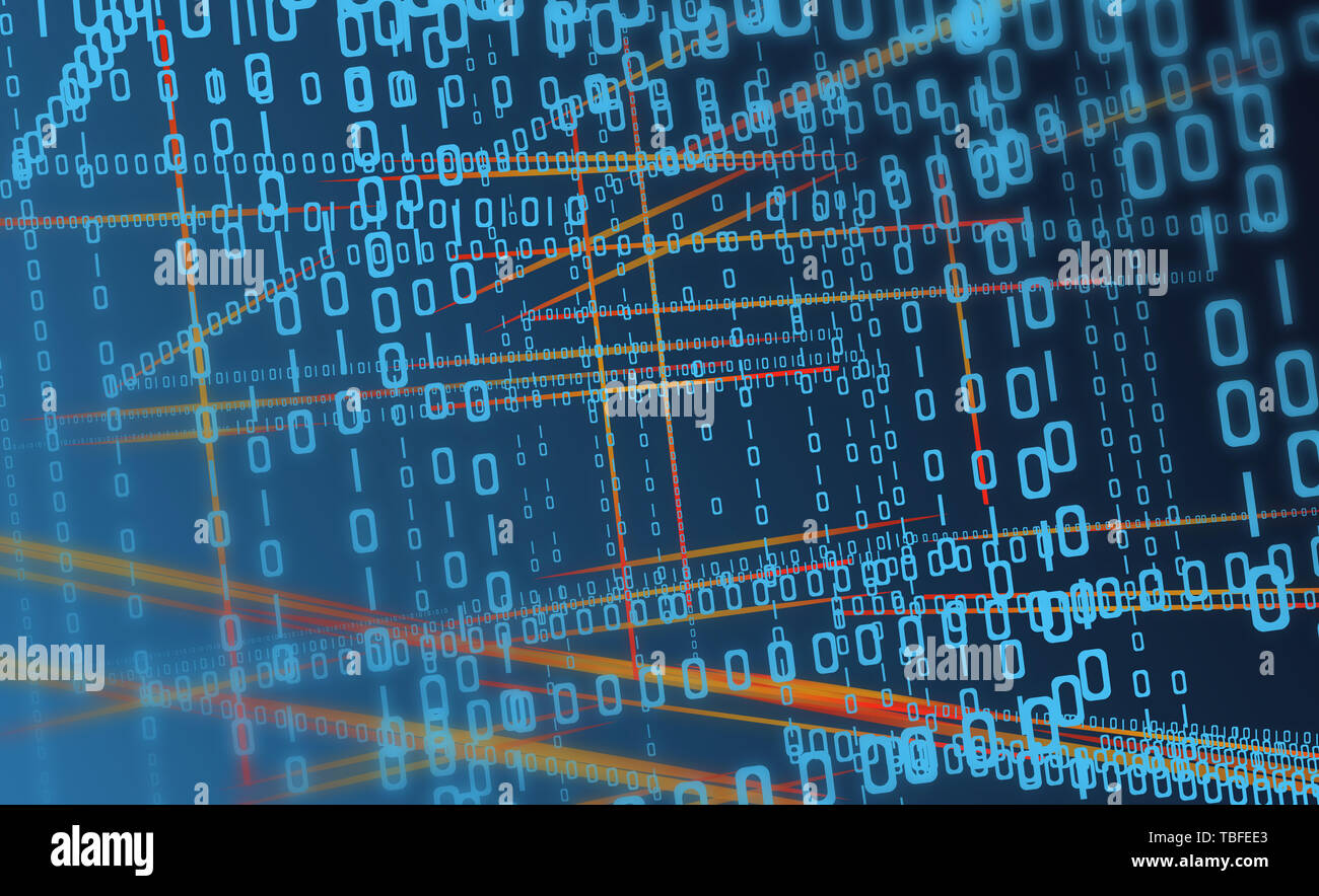 Digitale Matrix Hintergrund von binären Code, der Datenfluss im digitalen Zeitalter, der binäre Code Netzwerk Stockfoto