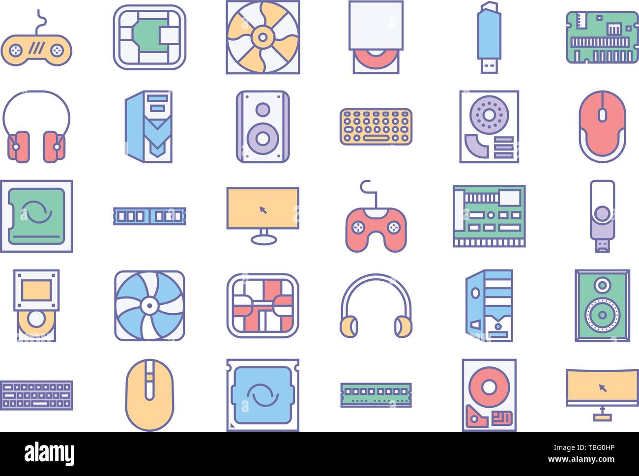 Computer und Hardware Icons Set-Vektor Stock Vektor