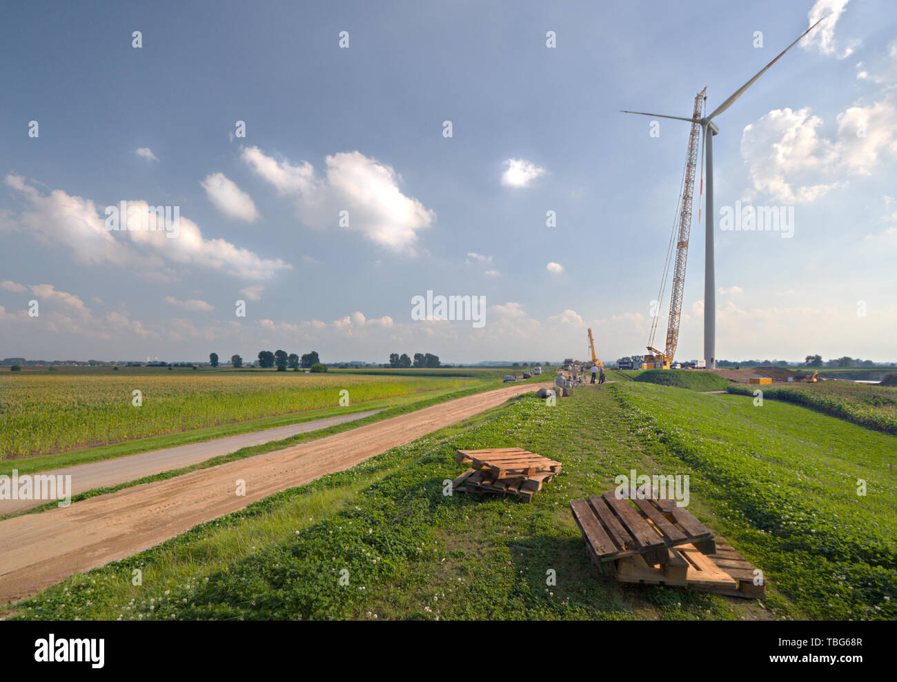 Bau einer neuen Windkraftanlage. Stockfoto