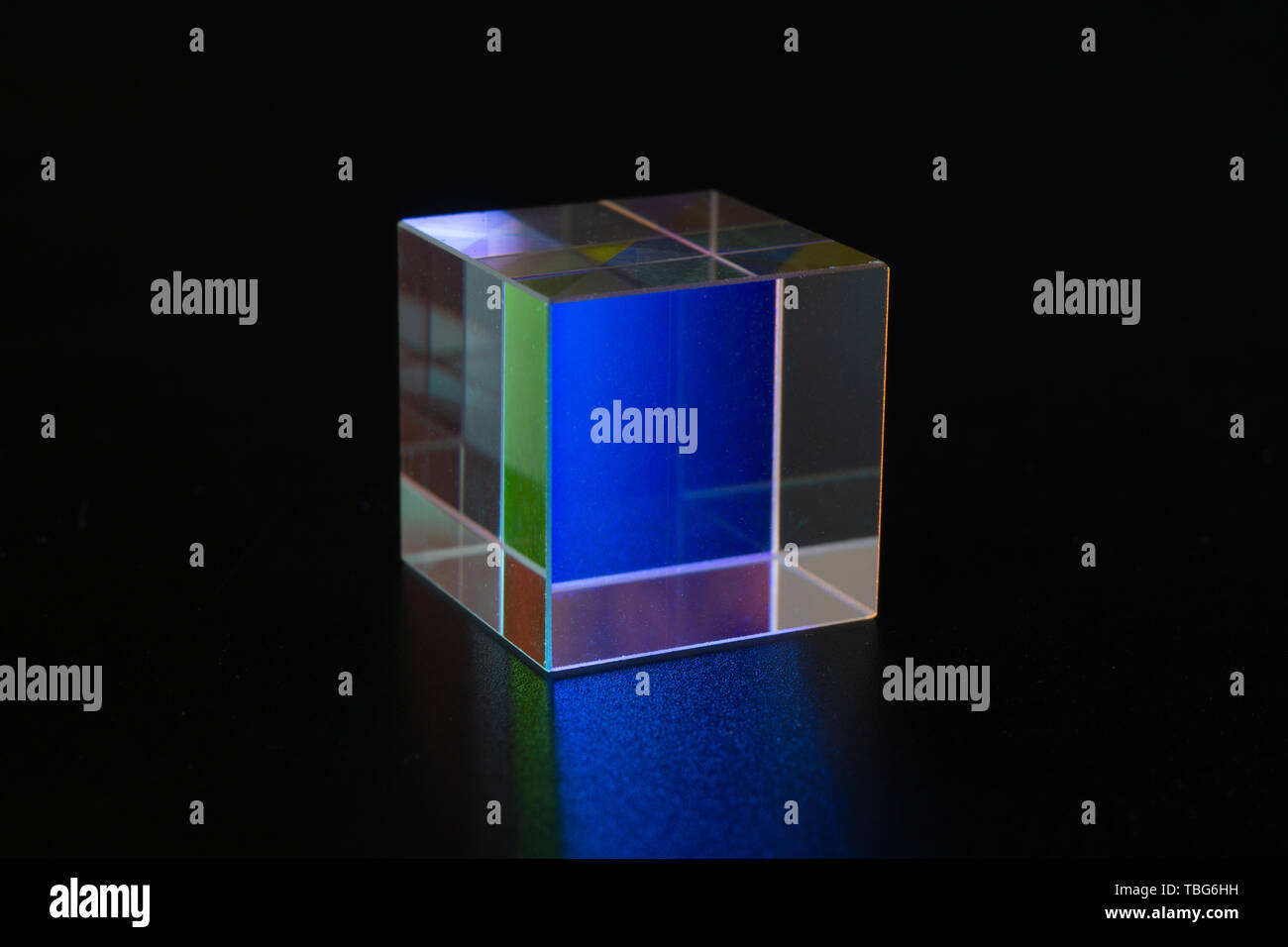 Probe von optischem Glas Würfel Stockfoto