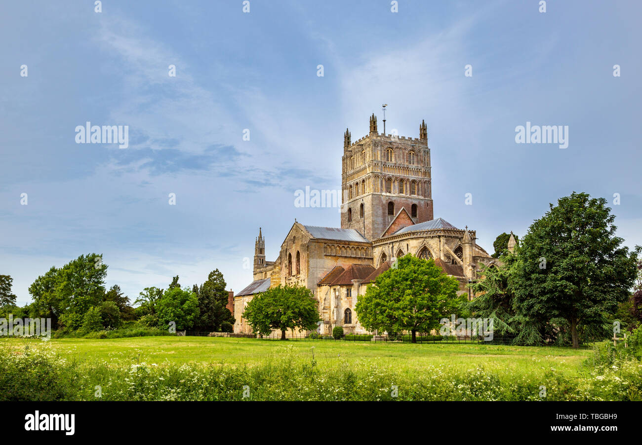 Ein Nord osten Ansicht von Tewkesbury Abbey Church in Gloucestershire, England Stockfoto