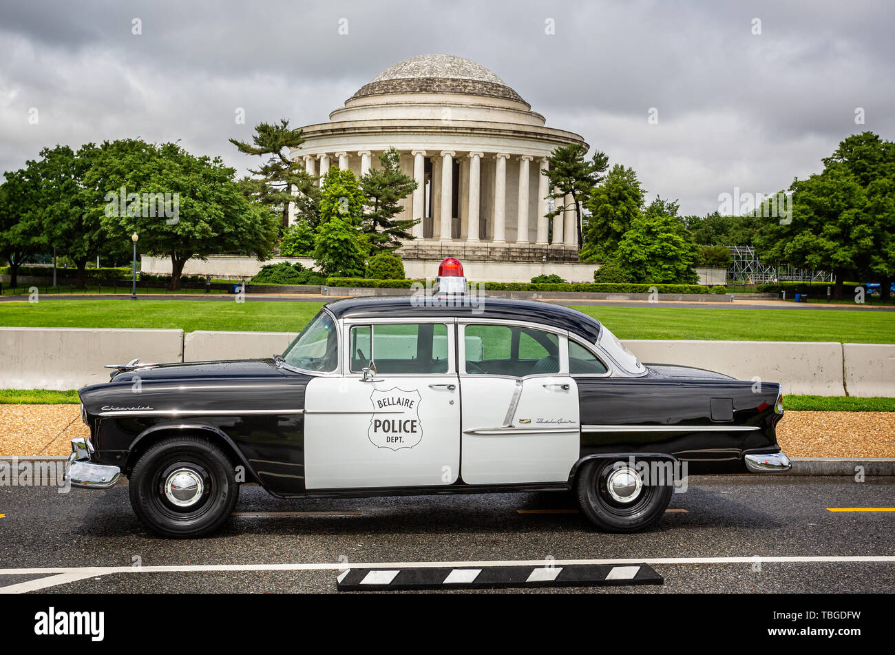 Vintage Belleair, Florida Poilice Dept Wagen außerhalb des Jefferson Memorial in Washington DC, USA geparkt am 13. Mai 2019 Stockfoto