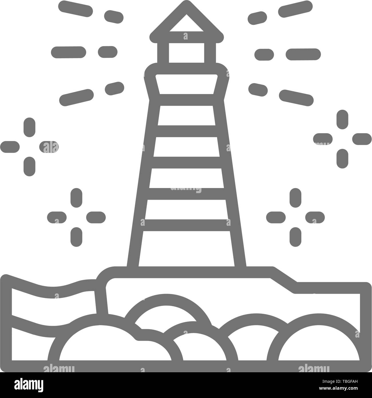 Vektor Leuchtturm fisgard, Victoria, Kanada Symbol Leitung. Stock Vektor