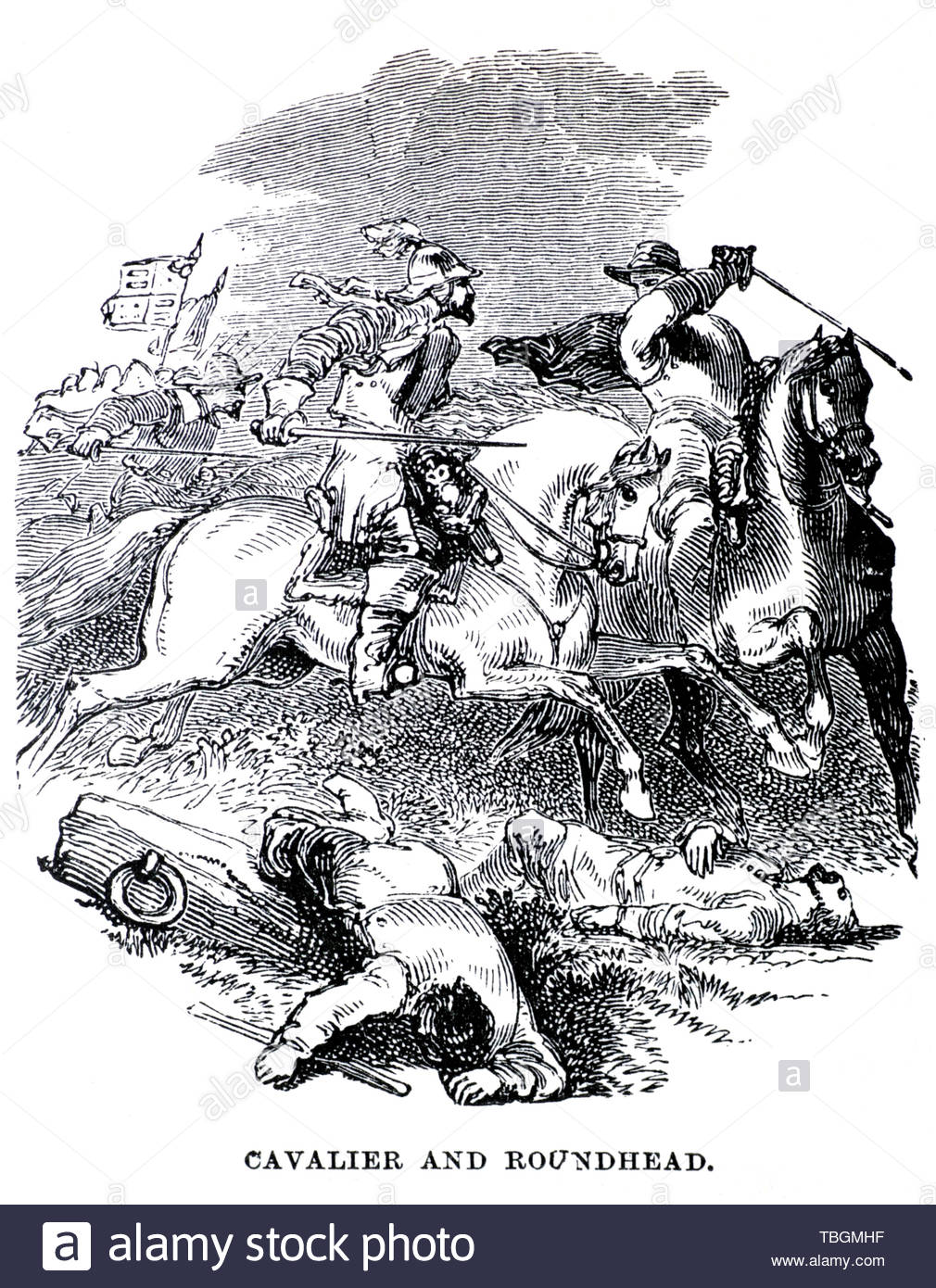 Kavaliere und Roundheads Schlachtfeld des Englischen Bürgerkriegs 1641-1652 Stockfoto