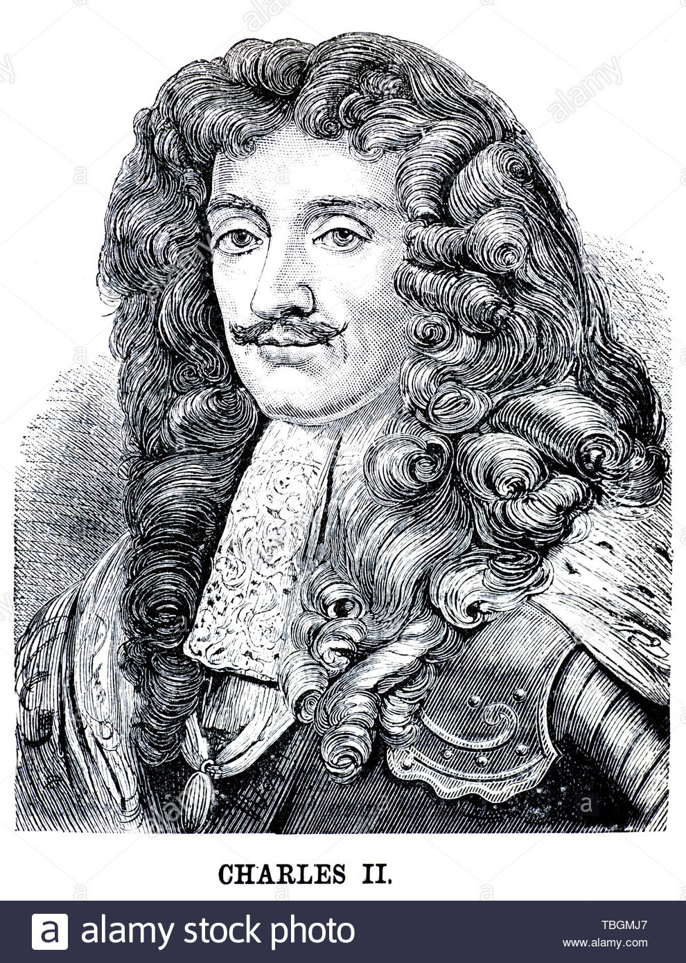 Charles II., 1630 - 1685, König von England, Schottland und Irland. Er war König von Schottland von 1649 bis zu seiner Absetzung 1651, und der König von England, Schottland und Irland von der Restauration der Monarchie 1660 bis zu seinem Tod Stockfoto