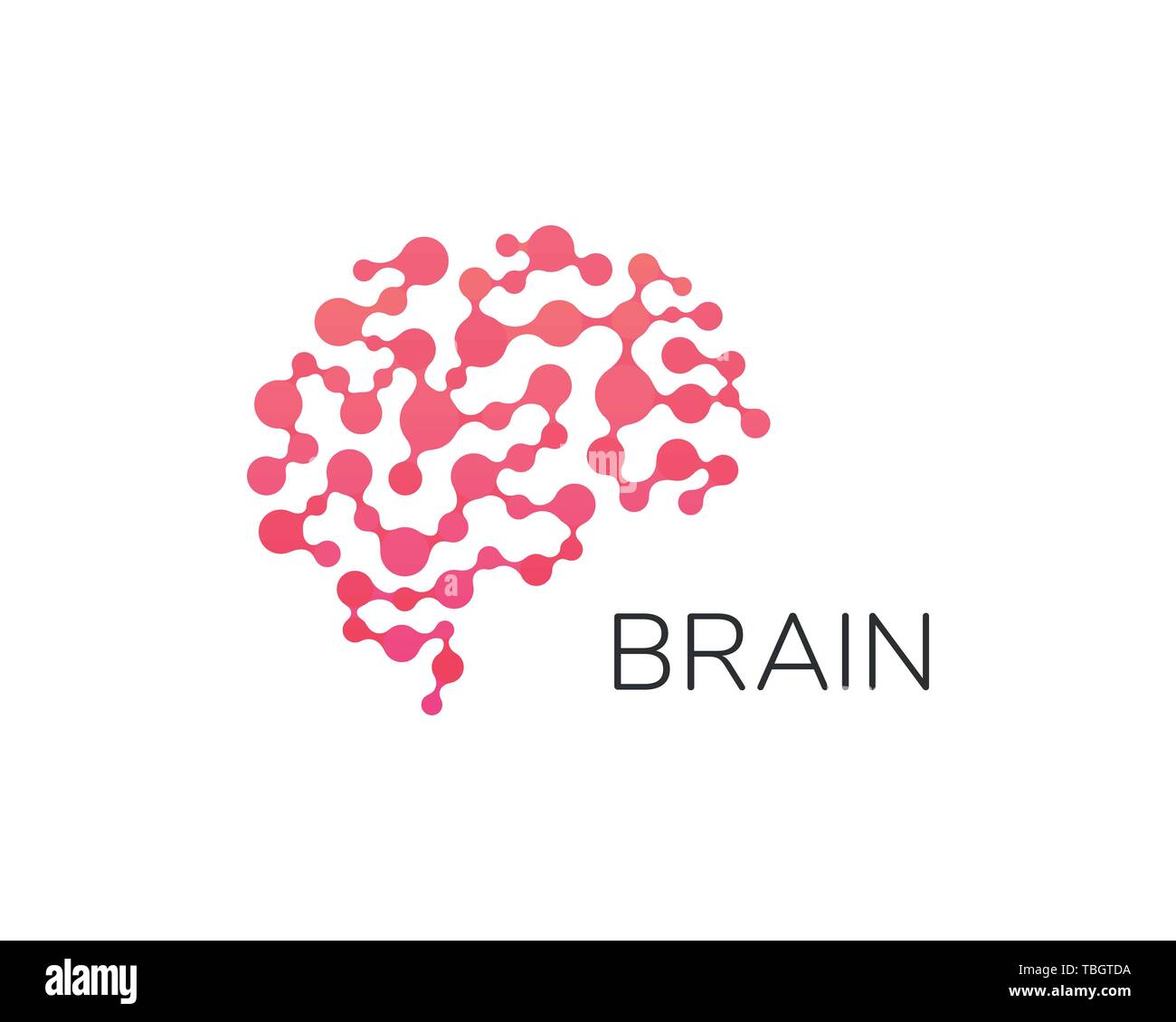 Menschliche Gehirn Logo. Neuronales Netzwerk, Speicher Atlas, minimal Design Vector Logo. Künstliche Intelligenz. Digitale Gehirn Stock Vektor