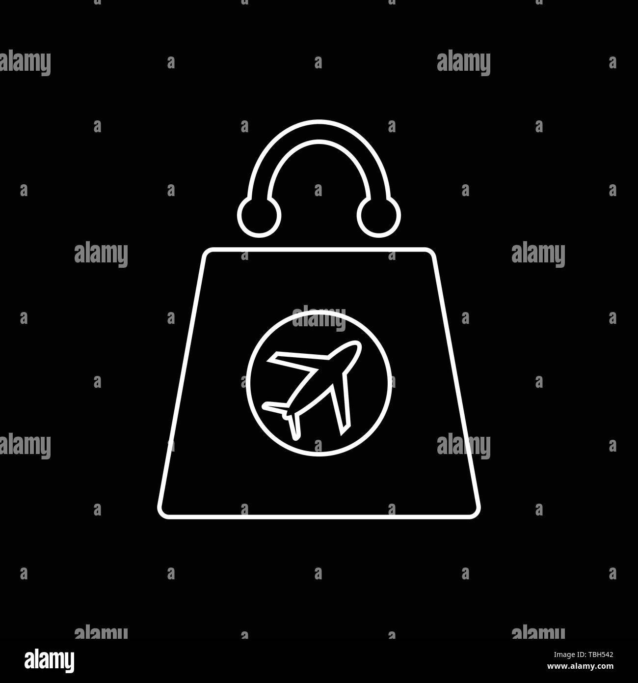 Duty-free-Einkauf icon-Einkaufstasche mit einem Flugzeug Stock Vektor