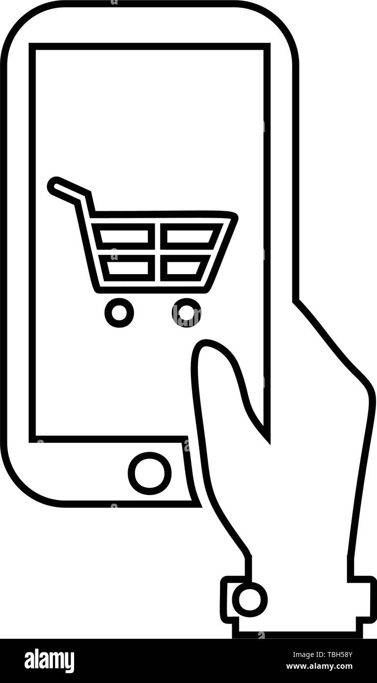 Hand, die Mobile - Online shopping Symbol Vektor Stock Vektor