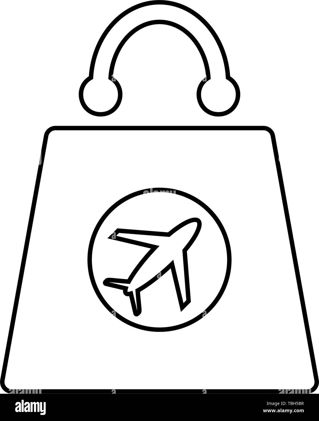 Duty-free-Einkauf icon-Einkaufstasche mit einem Flugzeug Stock Vektor