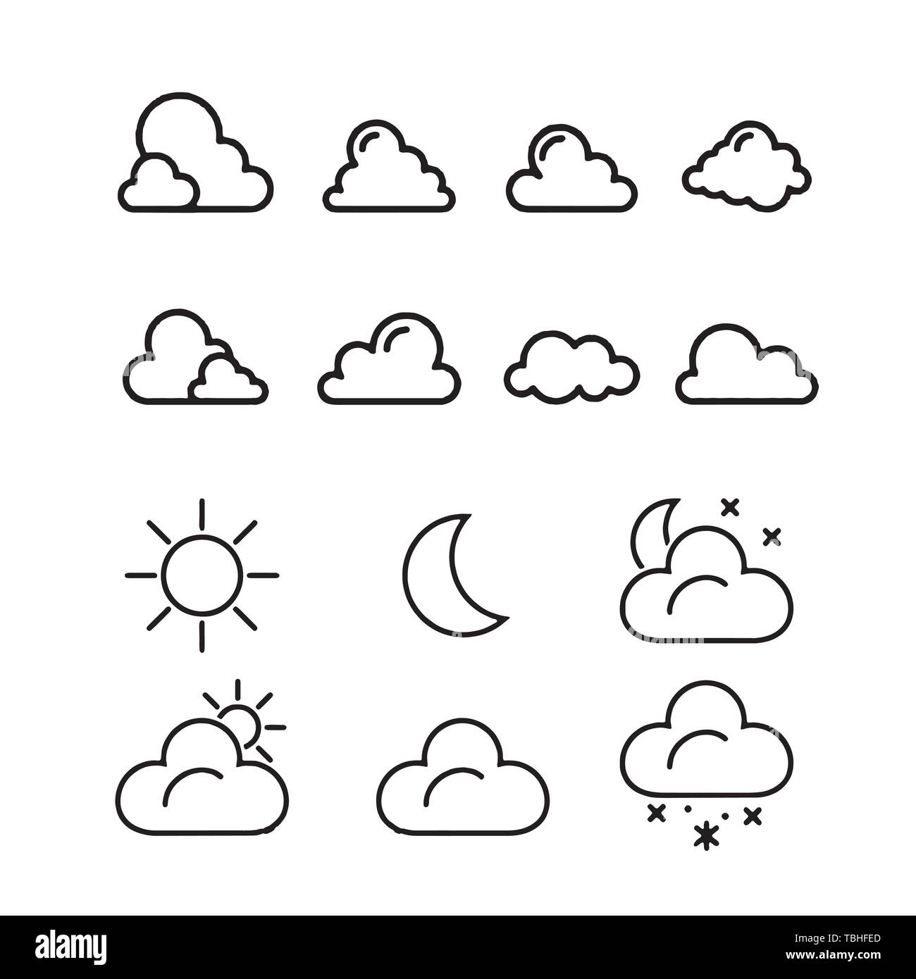 Wetter Symbole mit weißem Hintergrund Vektor Stock Vektor