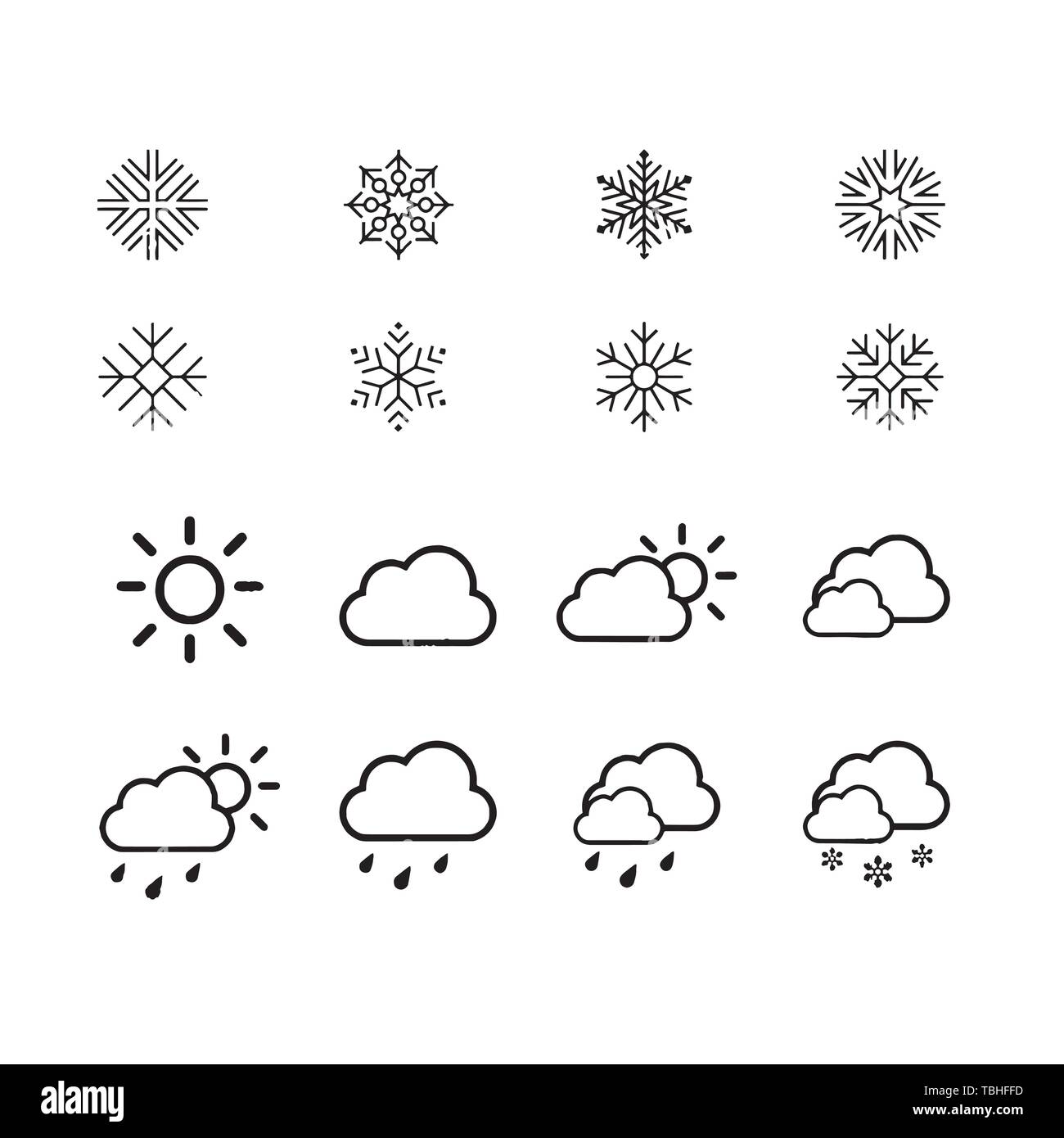 Wetter Symbole mit weißem Hintergrund Vektor Stock Vektor