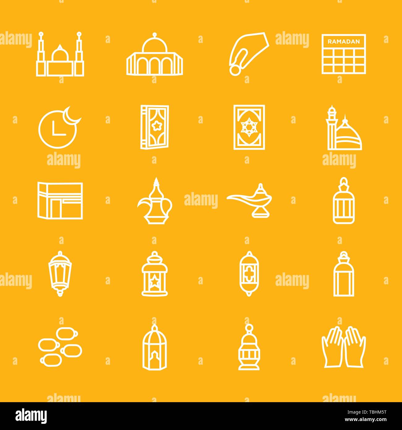 Ramadan Kareem Icons Set-islamischen Icons Set Vector Stock Vektor