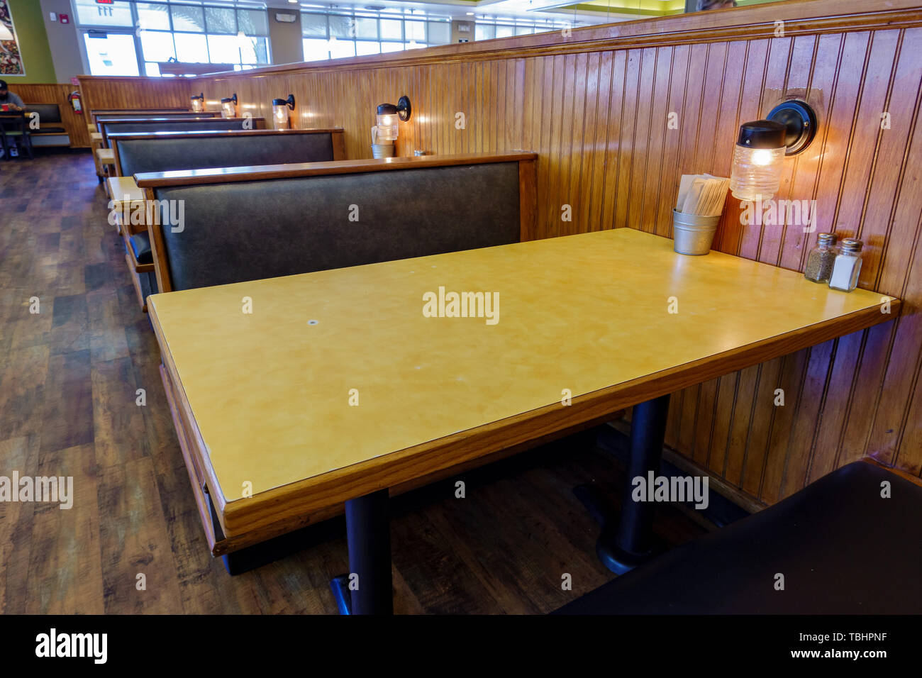 Los Angeles, 12. Mai: Booth Sitz einer Restaurant am 12. Mai 2019 in Los Angeles, Kalifornien Stockfoto